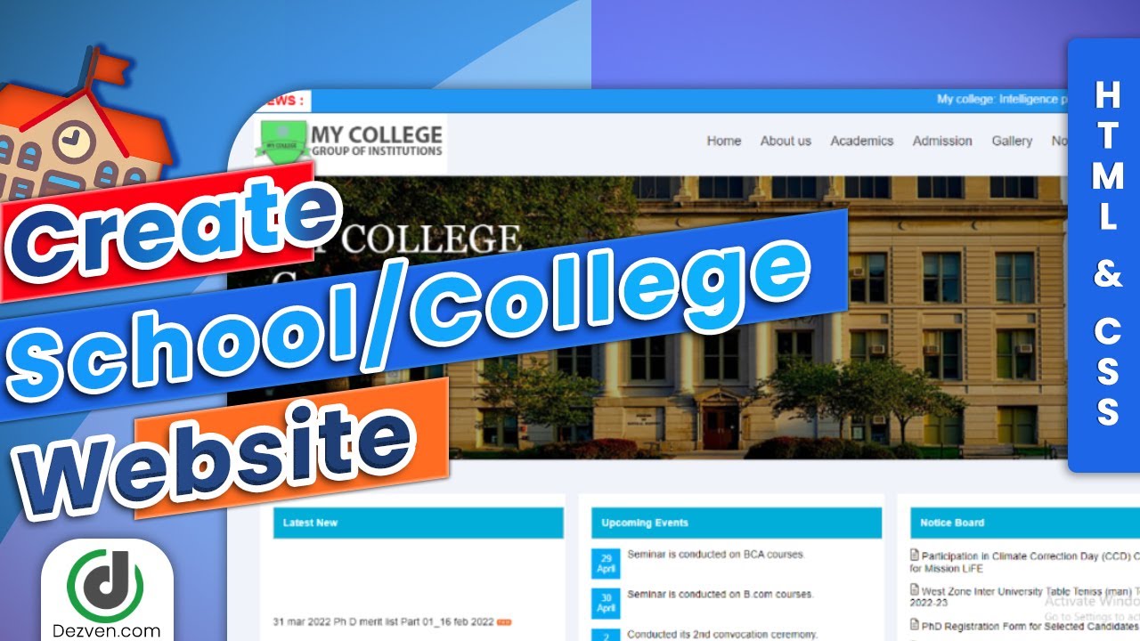 Simple School Website Using Only HTML and CSS With Source Code Free