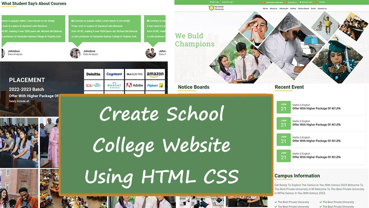 How To Design School College Website Using HTML CSS with source code