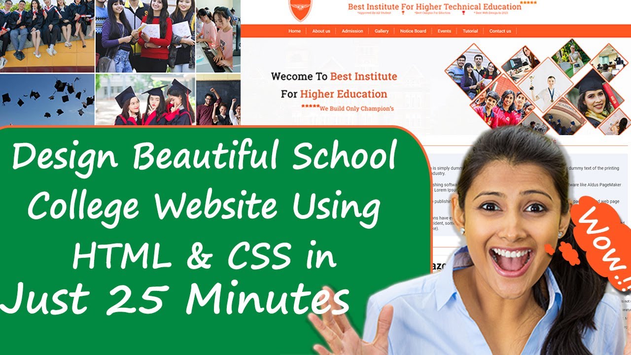 How to design simple college website using html and css with source code